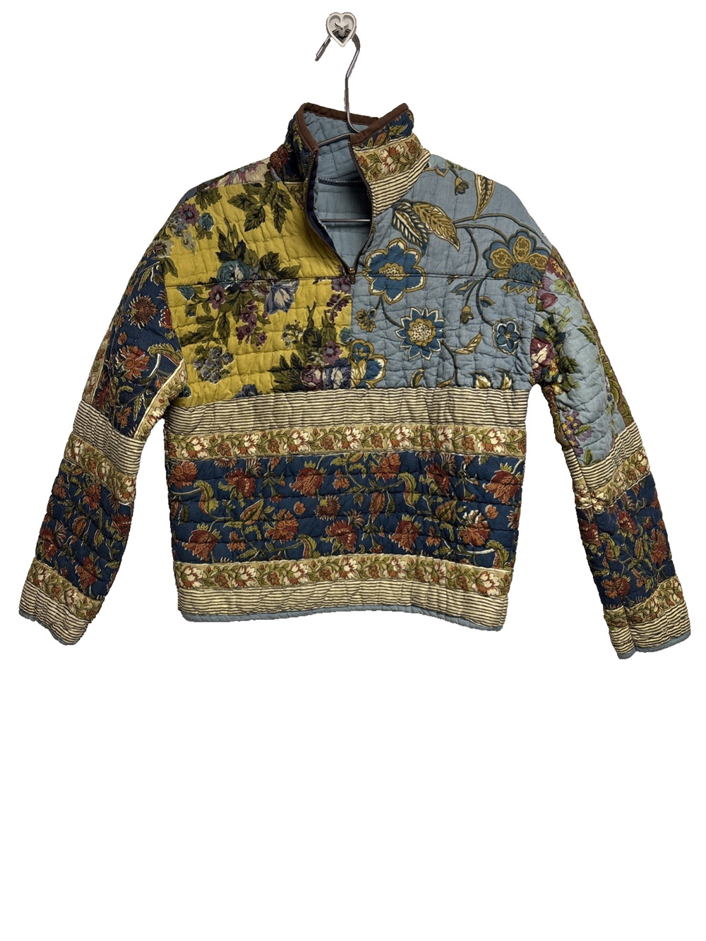 Vintage Boho Handmade Multicolor Quilted Pullover Jacket - Size S - M